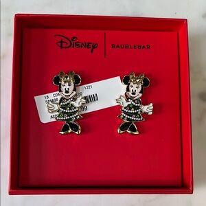 Disney Baublebar Christmas Tree Dress Minnie Mouse Earrings